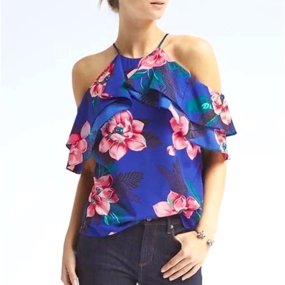 Banana Republic Tops - Banana Republic Tropical Floral Cold Shoulder Top XS
